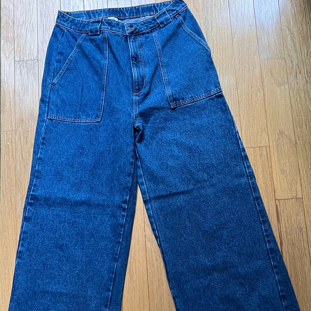 Delores Wide Leg Jeans: ORGANIC DENIM - Mid Wash Blue - never used.